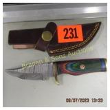 CUSTOM MADE 5" FIXED BLADE KNIFE WITH LEATHER