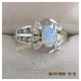 LADIES STERLING SILVER AND GEMTONE RING