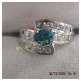 LADIES STERLING SILVER AND GEMTONE RING