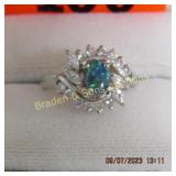 LADIES STERLING SILVER AND GEMTONE RING