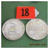 GROUP OF 2 ONE OUNCE SILVER ROUNDS