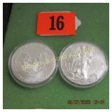 GROUP OF TWO 2019 AMERICAN SILVER EAGLES