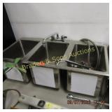 USED KROWNE MODEL HS-3819 3 WELL STAINLESS