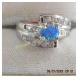 LADIES STERLING SILVER AND GEMSTONE RING