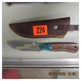 CUSTOM MADE 6" FIXED BLADE KNIFE WITH LEATHER