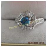 LADIES STERLING SILVER AND GEMSTONE RING