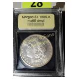 USCG GRADED MS65 DMPL 1885-O MORGAN SILVER DOLLAR