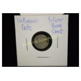 US SILVER 3 CENT PIECE, DATE UNKNOWN