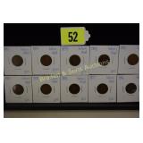 GROUP OF 10 US INDIAN HEAD PENNIES FROM 1891-1900