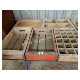 GROUP OF 5 VINTAGE WOODEN COCA COLA TRAYS