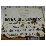 VINTAGE 18" X 24" INTEX OIL COMPANY SCURRY COUNTY