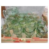 VINTAGE COCA COLA PITCHER WITH 15 GLASSES