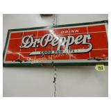 VINTAGE 26" X 10" DR PEPPER PORCELIN SIGN