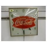 VINTAGE 13" X 13" COCA COLA WALL CLOCK IN WORKING