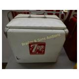 VINTAGE LARGE SIZE 7-UP COOLER WITH TRAY. IN \