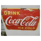 VINTAGE 28" X 20" COCA COLA PORCELIN ADVERTISING