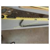 LEVEL, CROWBAR AND VINTAGE SAW
