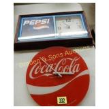 GROUP OF 2 VINTAGE SODA POP WALL CLOCKS