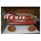 COCA COLA WOODEN WAGON AND COCA COLA RUG