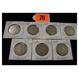 GROUP OF 7 ENGLISH TWO SHILLING COINS