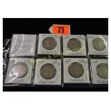 GROUP OF 7 ENGLISH TWO SHILLING COINS