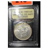 USCG GRADED MS63 1882-O/S MORGAN SILVER DOLLAR