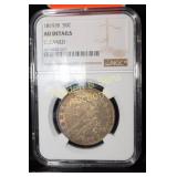NGC GRADED AU DETAILS 1819/8 BUST SILVER HALF