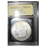USCG GRADED MS63 1890 CARSON CITY MORGAN SILVER