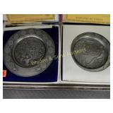 GROUP OF 4 PEWTER COLLECTOR PLATES WITH BOXES