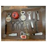 TRAY OF ASSTD VINTAGE SODA POP CHURCH KEYS AND