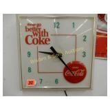 VINTAGE LIGHTED 16" X 16" COCA-COLA WALL CLOCK IN