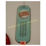 VINTAGE 17" X 6" ORANGE CRUSH THERMOMETER