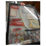 GROUP OF ASSTD COCA-COLA COLLECTIBLES IN DISPLAY