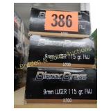 GROUP OF 200 ROUNDS BLAZER CALIBUR 9MM AMMO