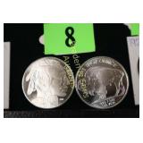 GROUP OF 2  ONE OZ SILVER ROUNDS