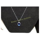 LADIES STERLING SILVER AND GEMSTONE NECKLACE