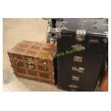 GROUP OF 2 USED ANTIQUE TRAVEL TRUNKS.