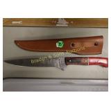 NEW CUSTOM MADE 12" DAMASCUS STEEL FIXED BLADE