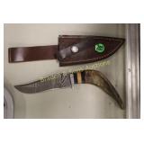 NEW CUSTOM MADE 9" DAMASCUS STEEL, STAG HANDLE