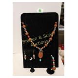 LADIES CUSTOM MADE GEMSTONE NECKNACE W/ EARRINGS