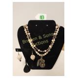 LADIES JASPER, CITRINE & PEARL NECKLACE WITH