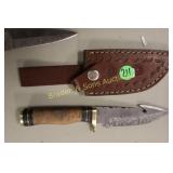 NEW CUSTOM MADE 8" DAMASCUS STEEL FIXED BLADE