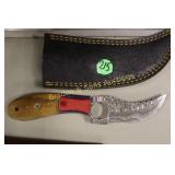 NEW CUSTOM MADE 8" DAMASCUS STEEL FIXED BLADE