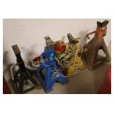 GROUP OF 4 USED JACK STANDS AND 1 SET OF TRAILER