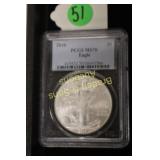 PCGS GRADED MS70 2010 AMERICAN SILVER EAGLE.
