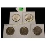 GROUP OF 5 UNCIRCULATED KENNEDY HALF DOLLARS.