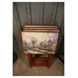 GROUP OF 4 VINTAGE TV TRAYS