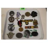 TRAY OF ASSTD GERMAN NAZI MEDALS ETC.