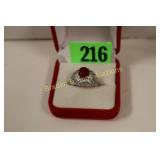 LADIES STERLING SILVER GEMSTONE RING SIZE 7.