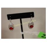 LADIES STERLING SILVER GEMSTONE EARRINGS.